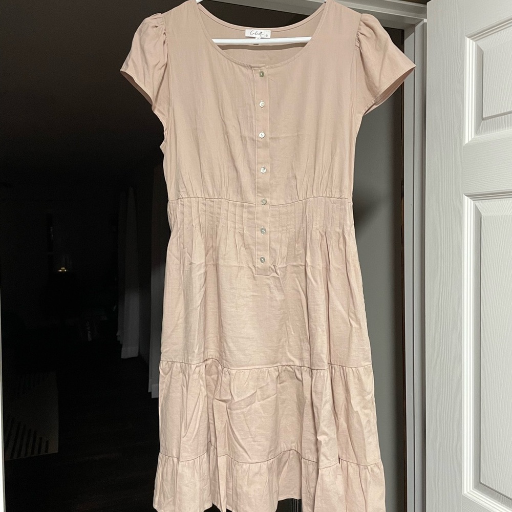 Taupe Pink Tiered Dress